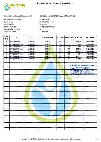 İyi Tarım Uygulamaları Sertifikası Koyuncu Seracılık